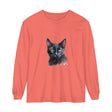 Black Cat Watercolor - Mystical Long Sleeve T-Shirt with vibrant watercolor design of a mysterious black cat
