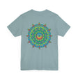Beautiful white Mandala Tee with intricate design symbolizing spiritual peace and harmony for a serene and tranquil feel