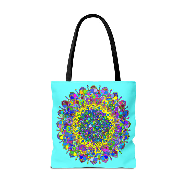 Spacious tote bag featuring a stunning and vibrant mandala art print