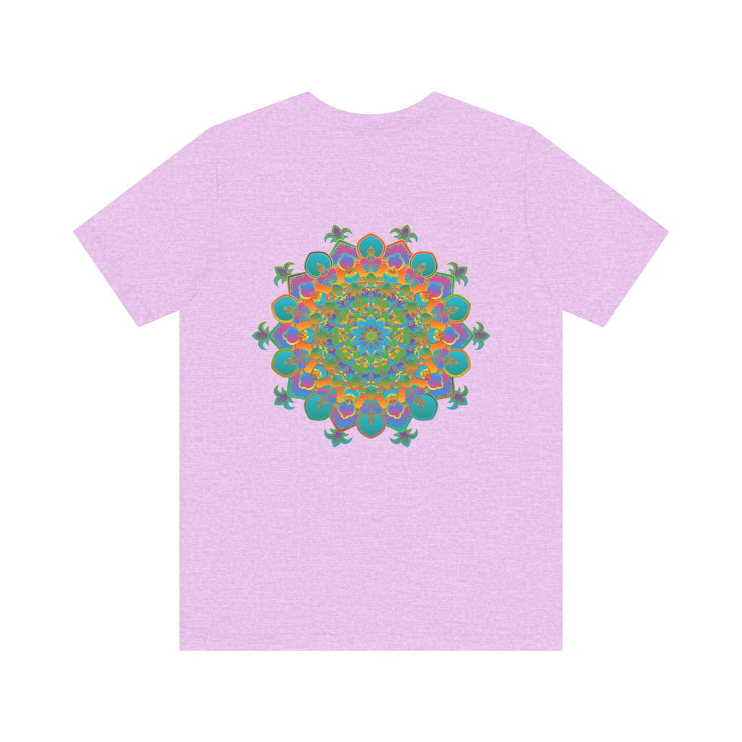 A colorful and intricate mandala design tee, representing spiritual peace and harmony