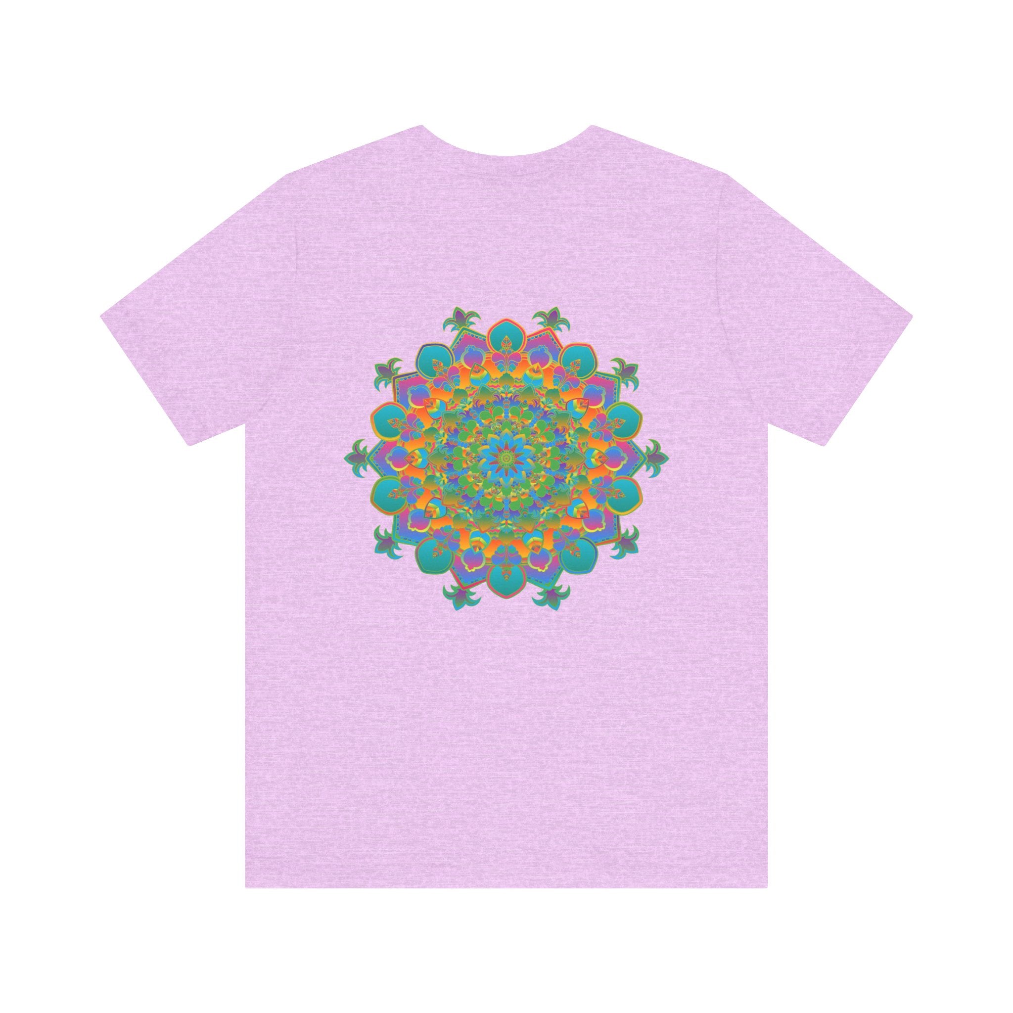 A colorful and intricate mandala design tee, representing spiritual peace and harmony