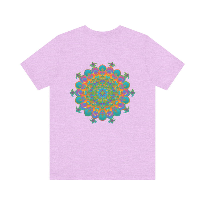 A colorful and intricate mandala design tee, representing spiritual peace and harmony