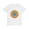 Vibrant Mandala Tee with Colorful Geometric Design featuring intricate patterns and bold, eye-catching colors perfect for adding a pop of style to any outfit