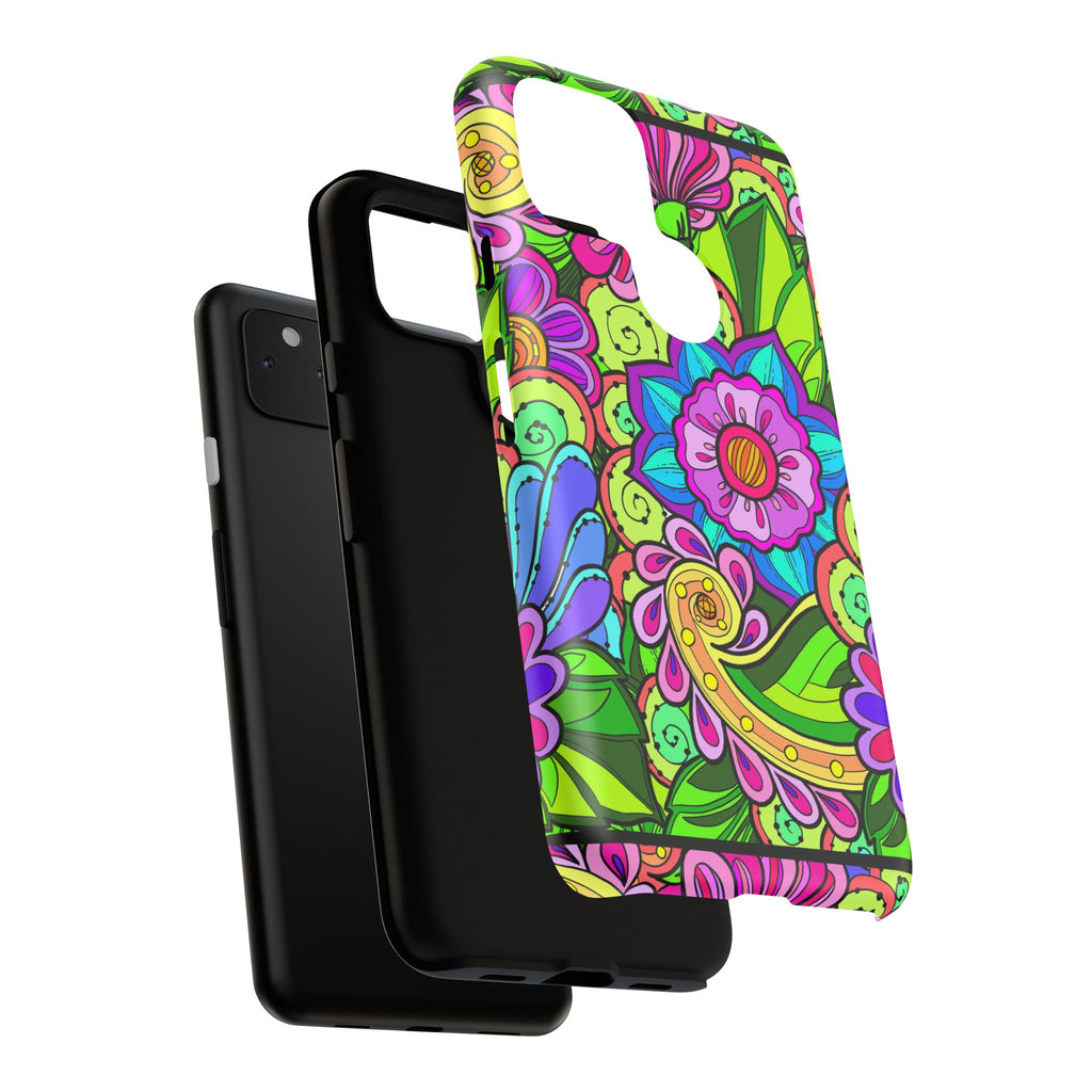 Floral Fantasy iPhone and Google Pixel Case in Bright Green Palette