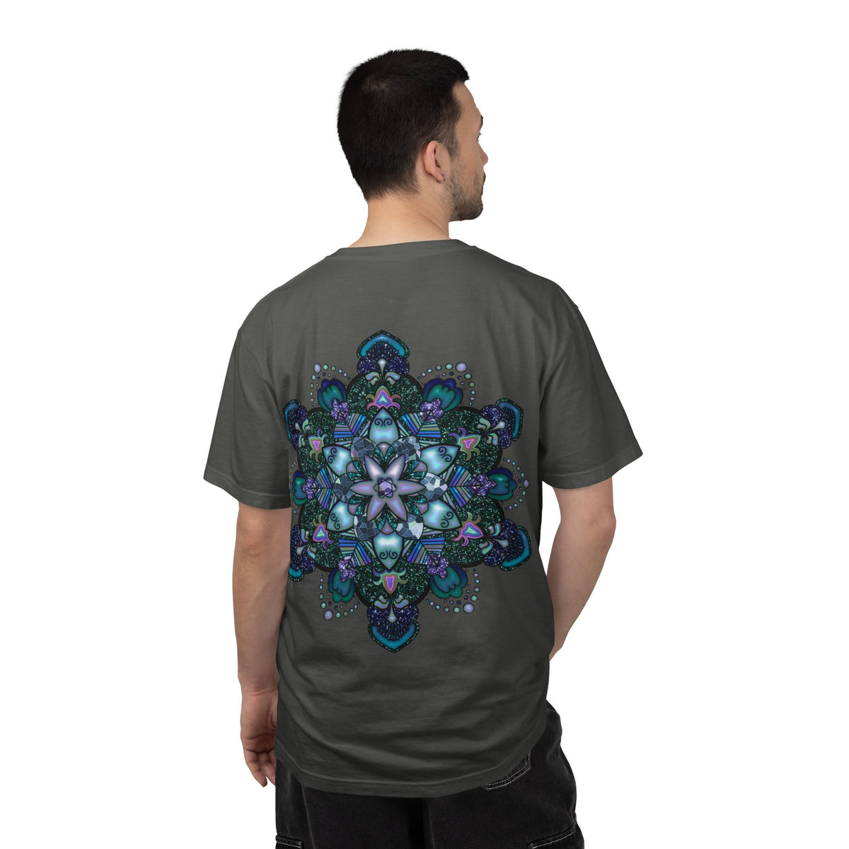Mandala T-Shirt – Blue Purple Boho Geometric Floral Design