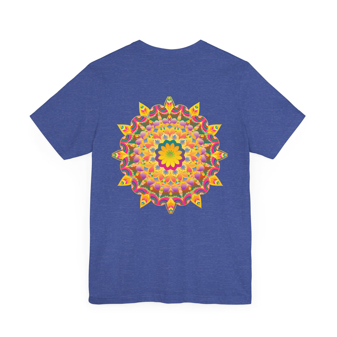 Colorful and intricate mandala design tee promoting peace and harmony