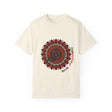 Halloween Mandala T-shirt Unisex - Handmade Pumpkin Mandala Art - Garment-Dyed Tee, perfect for spooky season festivities and comfortable wear