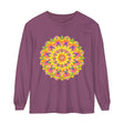 Colorful and intricate mandala design on a unisex long sleeve t-shirt