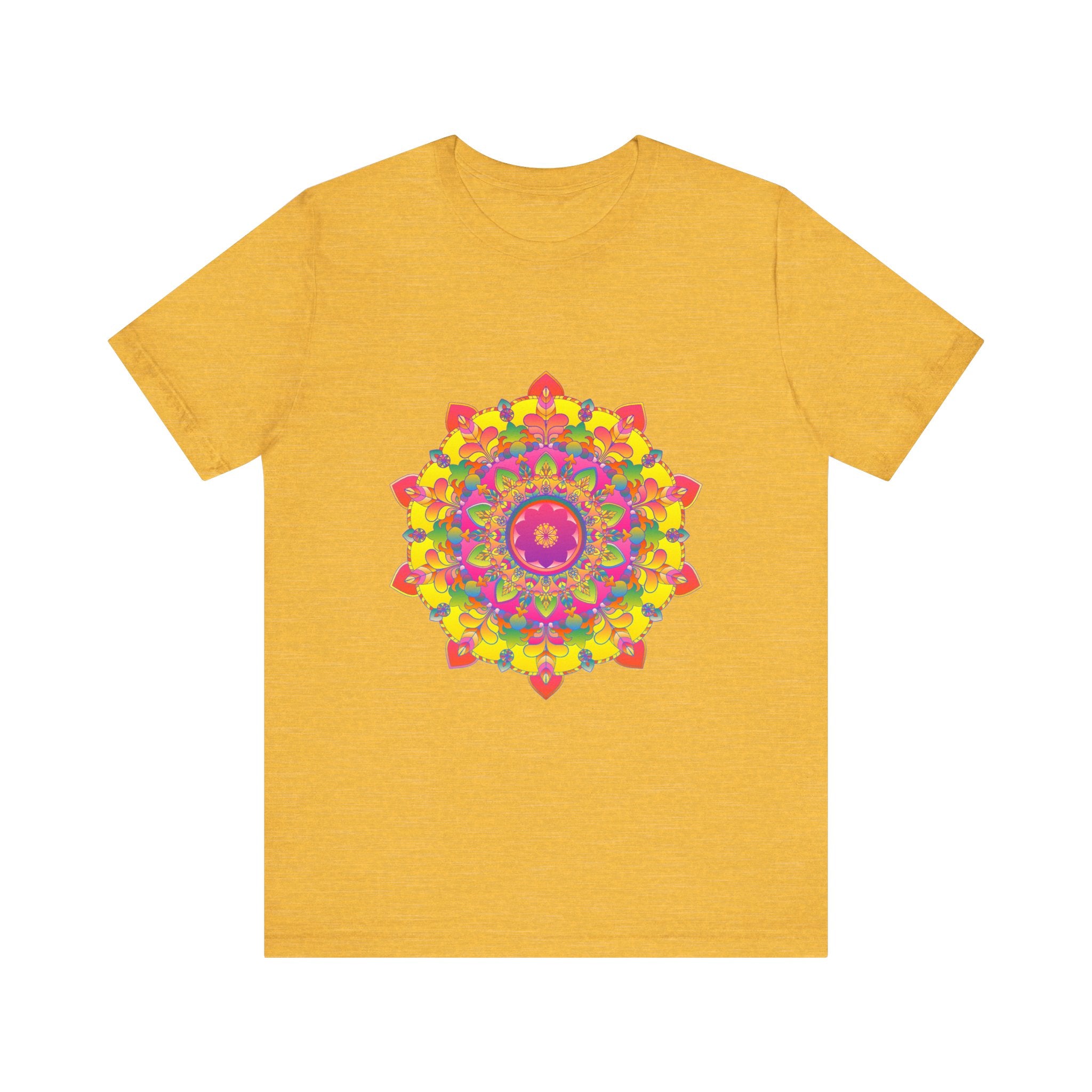 Vibrant Mandala Tee featuring a colorful floral design with intricate patterns