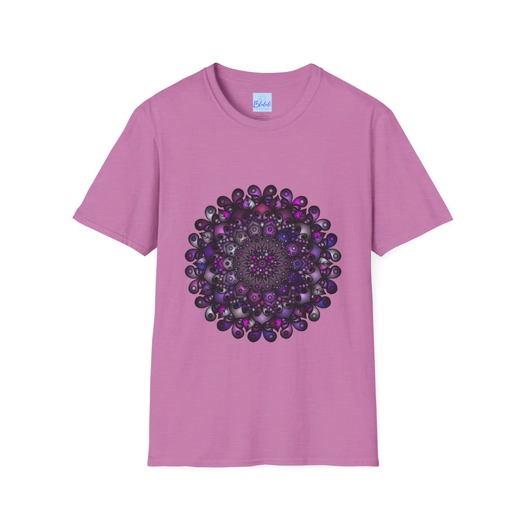 Colorful handmade mandala art design printed on softstyle t-shirt