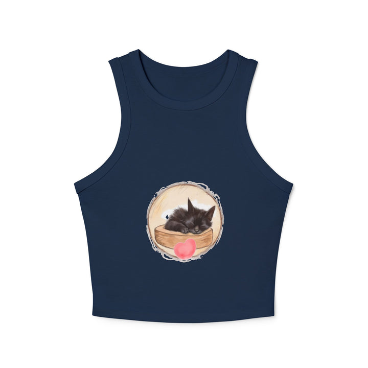 Cute and comfortable tank top with sleepy kitten graphic