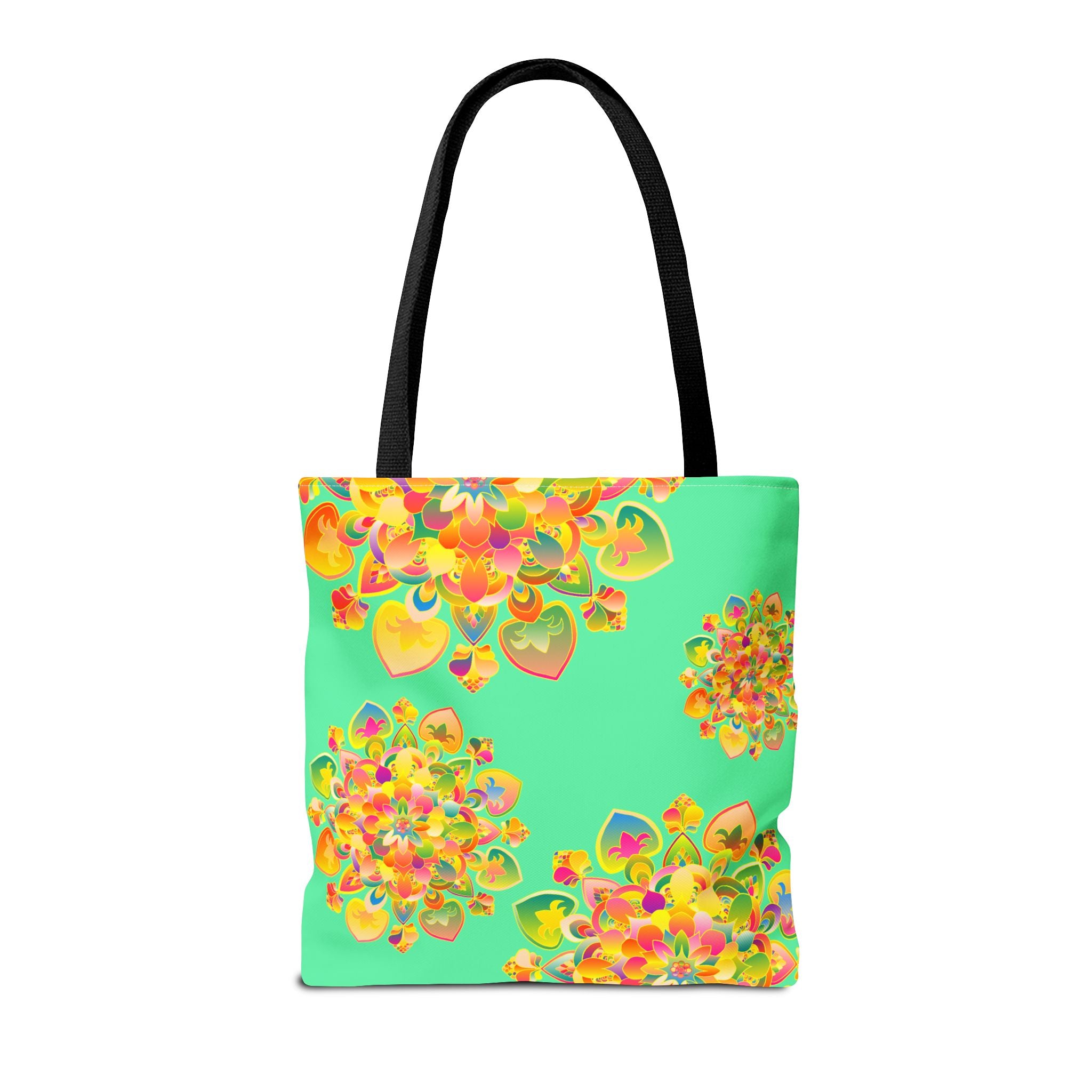 Borsa tote con mandala floreale — Stampa integrale verde tropicale brillante