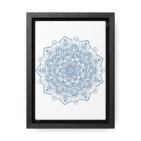 Handmade steel blue Mandala Design Wall Art on vertical gallery canvas wraps