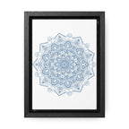 Handmade steel blue Mandala Design Wall Art on vertical gallery canvas wraps