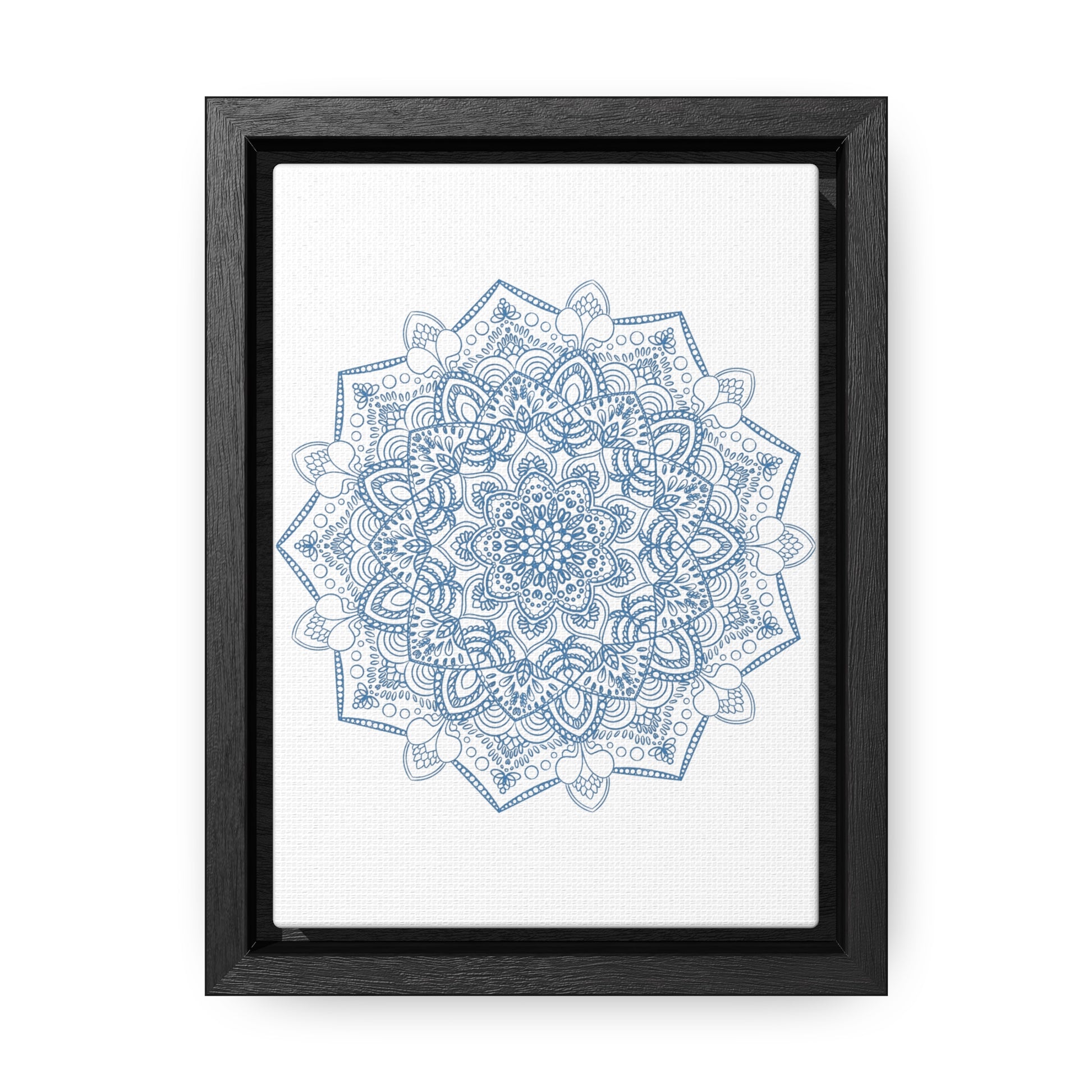 Handmade steel blue Mandala Design Wall Art on vertical gallery canvas wraps