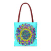 Colorful Mandala Art Tote Bag with intricate and vibrant design, perfect for carrying everyday essentials in style