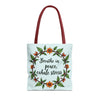 Large canvas tote bag with beautiful flower crown design, perfect for adding a touch of serene style to your outfit