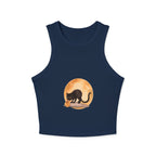 Model wearing Black Cat Moonlit Pumpkin Racerback Tank Top with jeans and sneakers