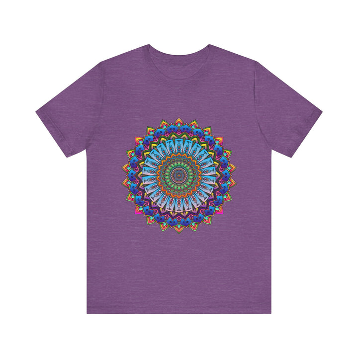  Close-up of Vibrant Mandala Tee with Intricate and Colorful Design 