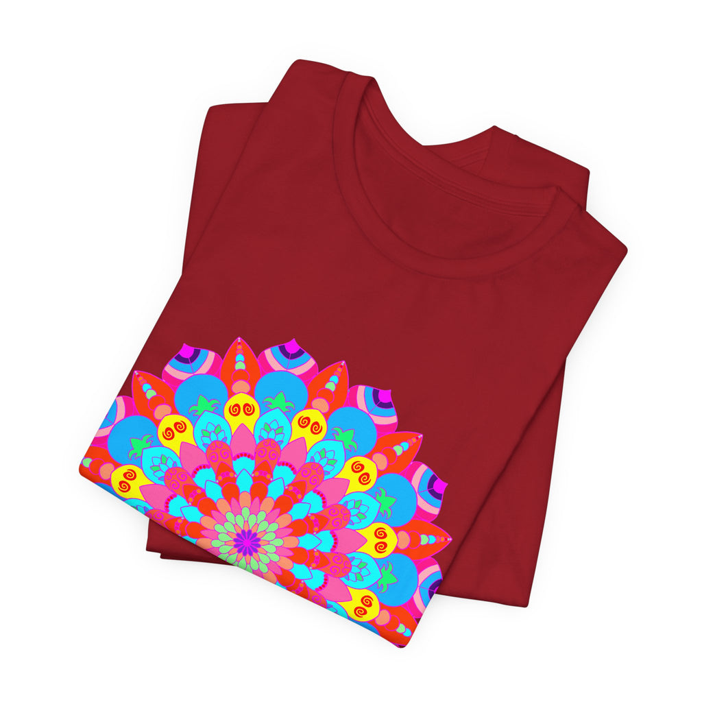 Vibrant and intricate colorful mandala t-shirt with psychedelic art design