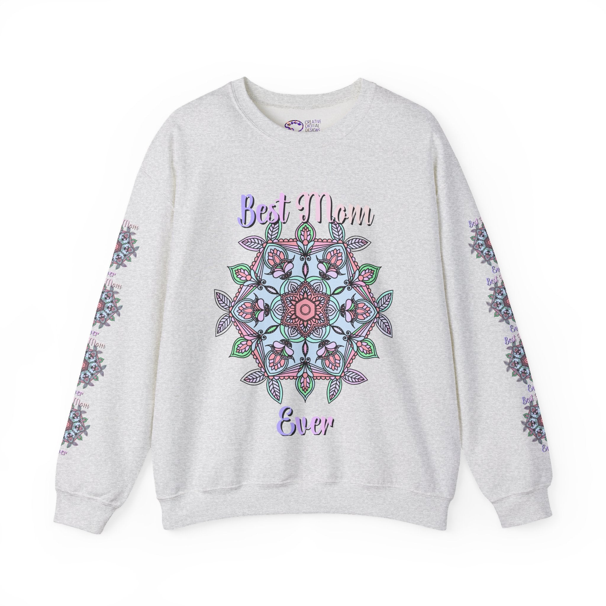 Mandala Art Crewneck Sweatshirt Celebrating Moms in Soft Hues