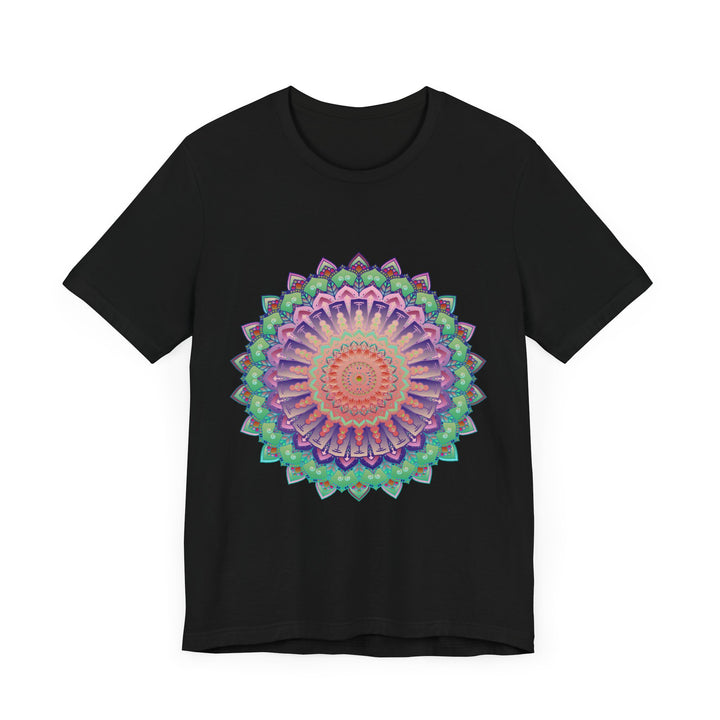 An eye-catching vibrant mandala tee with colorful and psychedelic designs