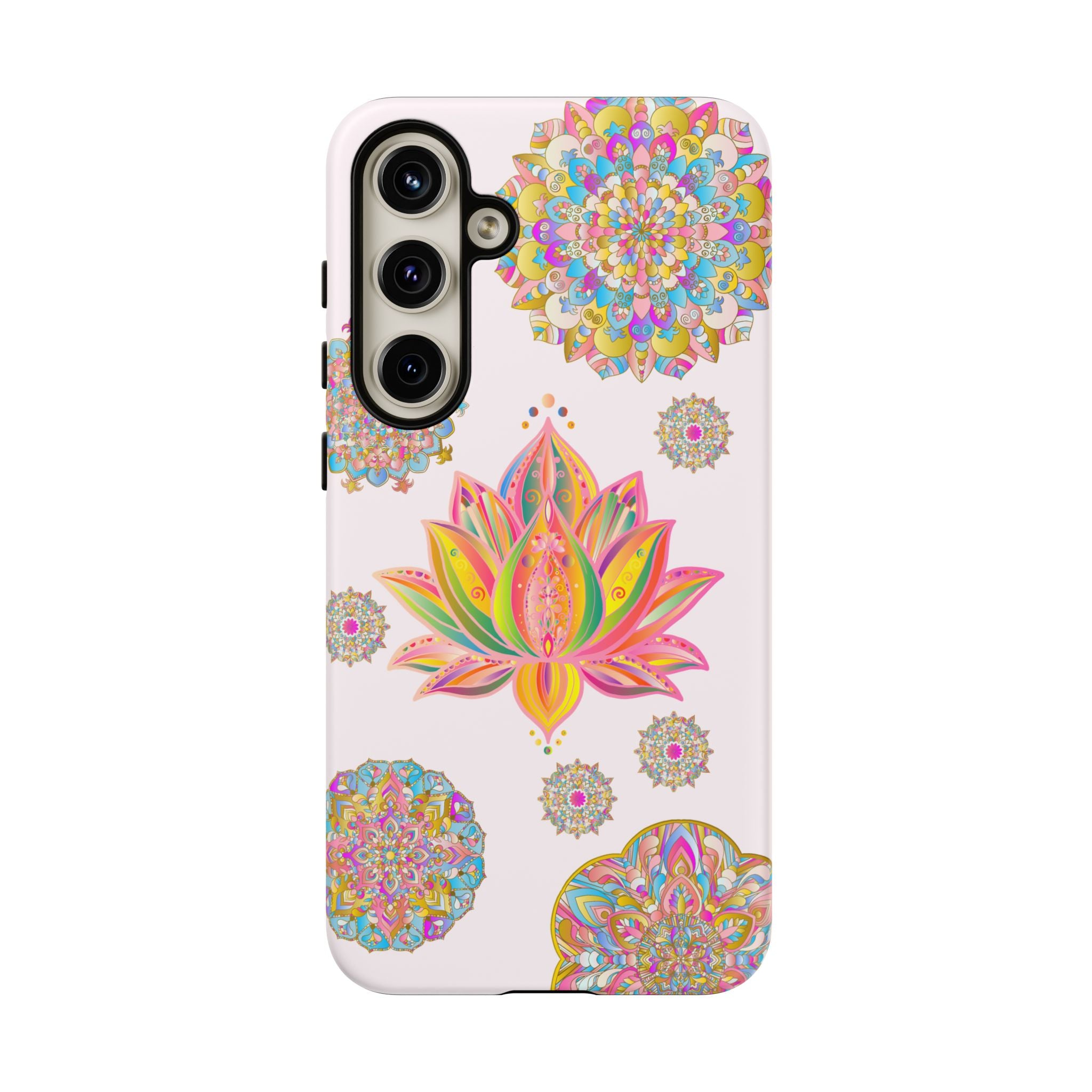 Light pink lotus flower mandala design phone case for stylish protection