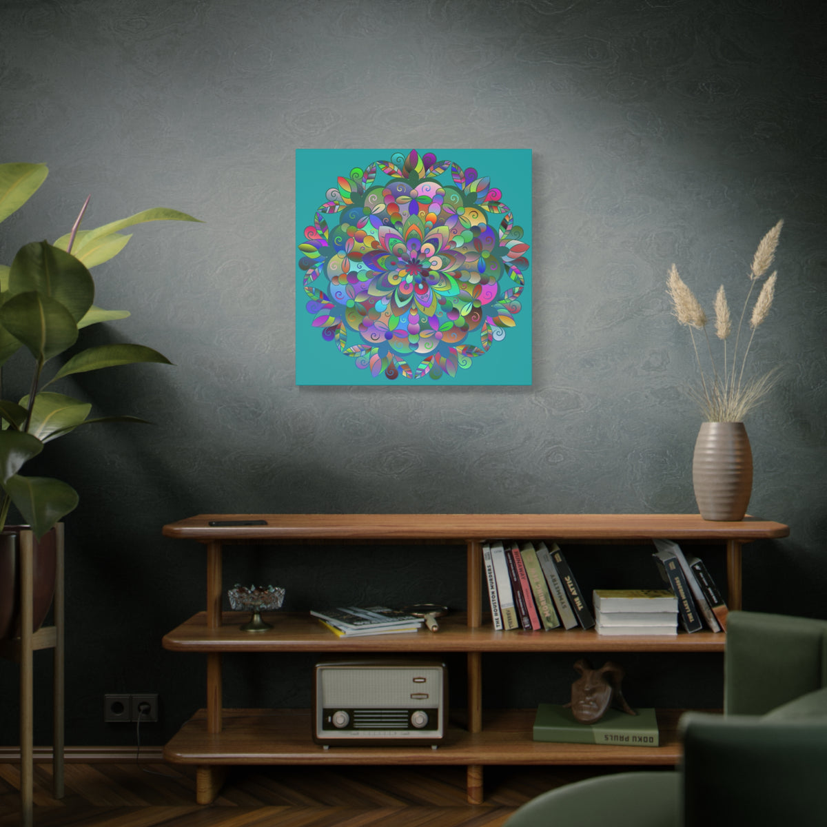 Colorful Floral Mandala Matte Canvas Wall Art — Stretched 1.25"