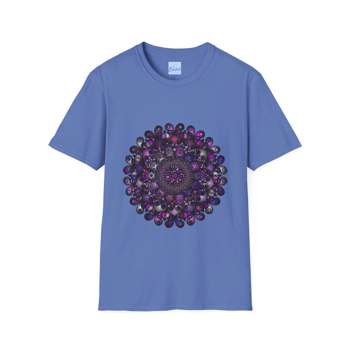 Colorful and intricate handmade mandala art design on softstyle t-shirt