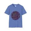 Colorful and intricate handmade mandala art design on softstyle t-shirt