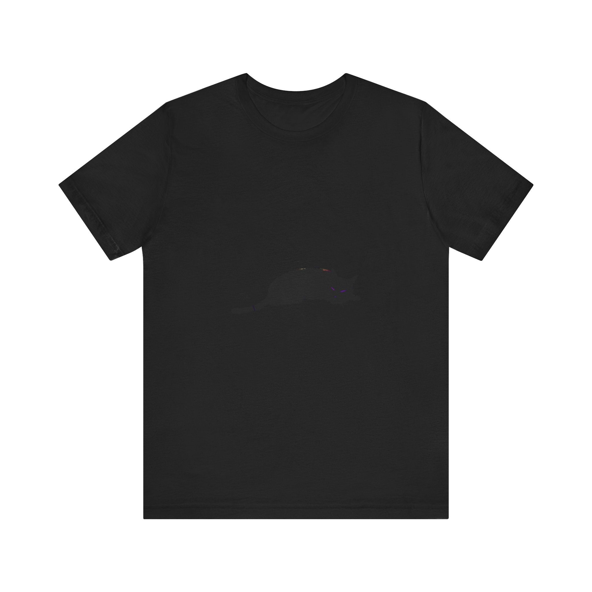 Black Cat Mystery T-Shirt - Spooky & Cool: A stylish black t-shirt featuring a mysterious black cat design, perfect for Halloween and cat lovers alike