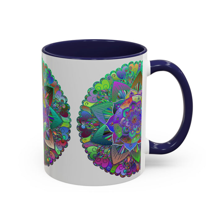 Colorful and detailed mandala art on ceramic mug