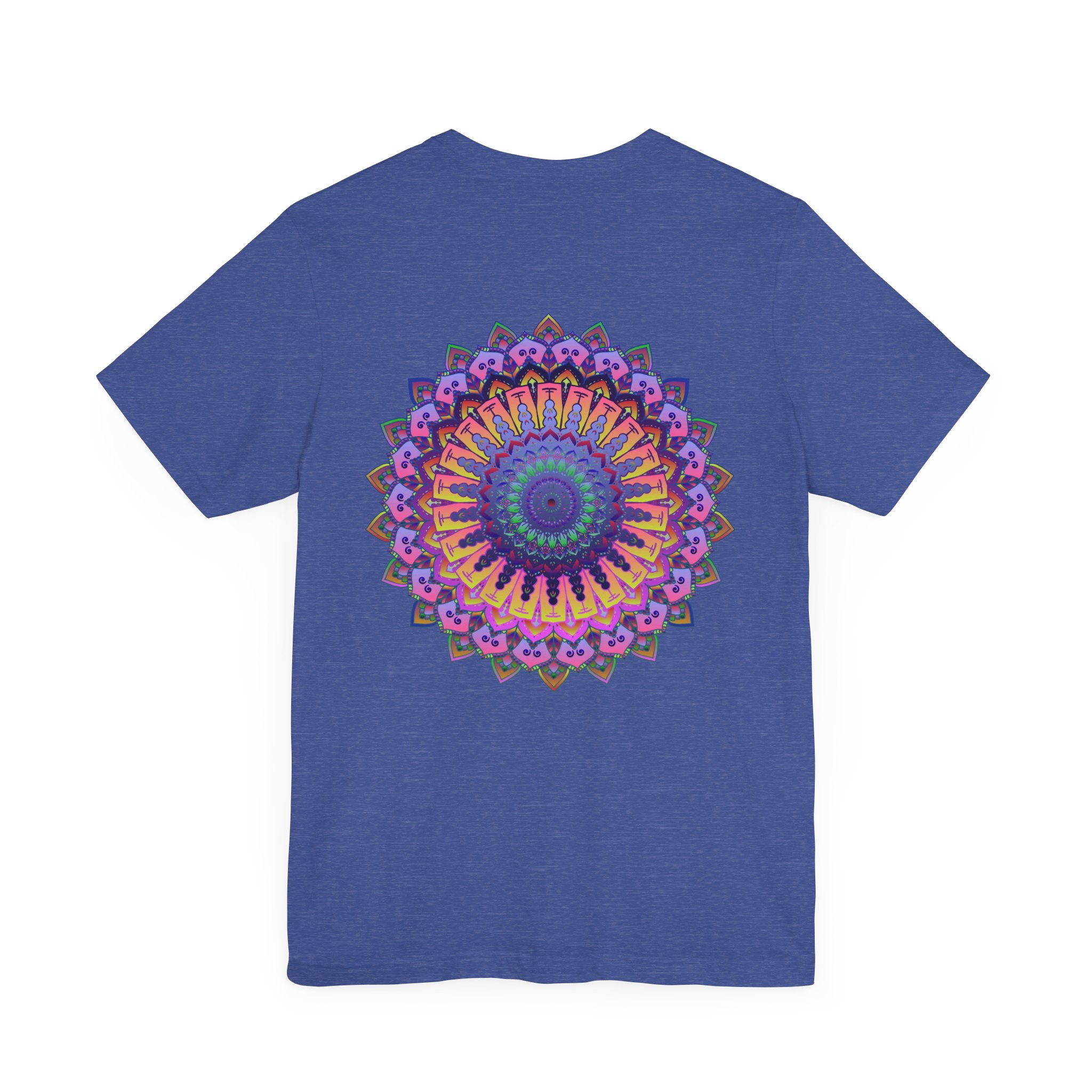 Vibrant Mandala T-Shirt featuring intricate design symbolizing spiritual peace and harmony in rich, bold colors