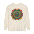 Intricate mandala design in vibrant colors on unisex long sleeve t-shirt