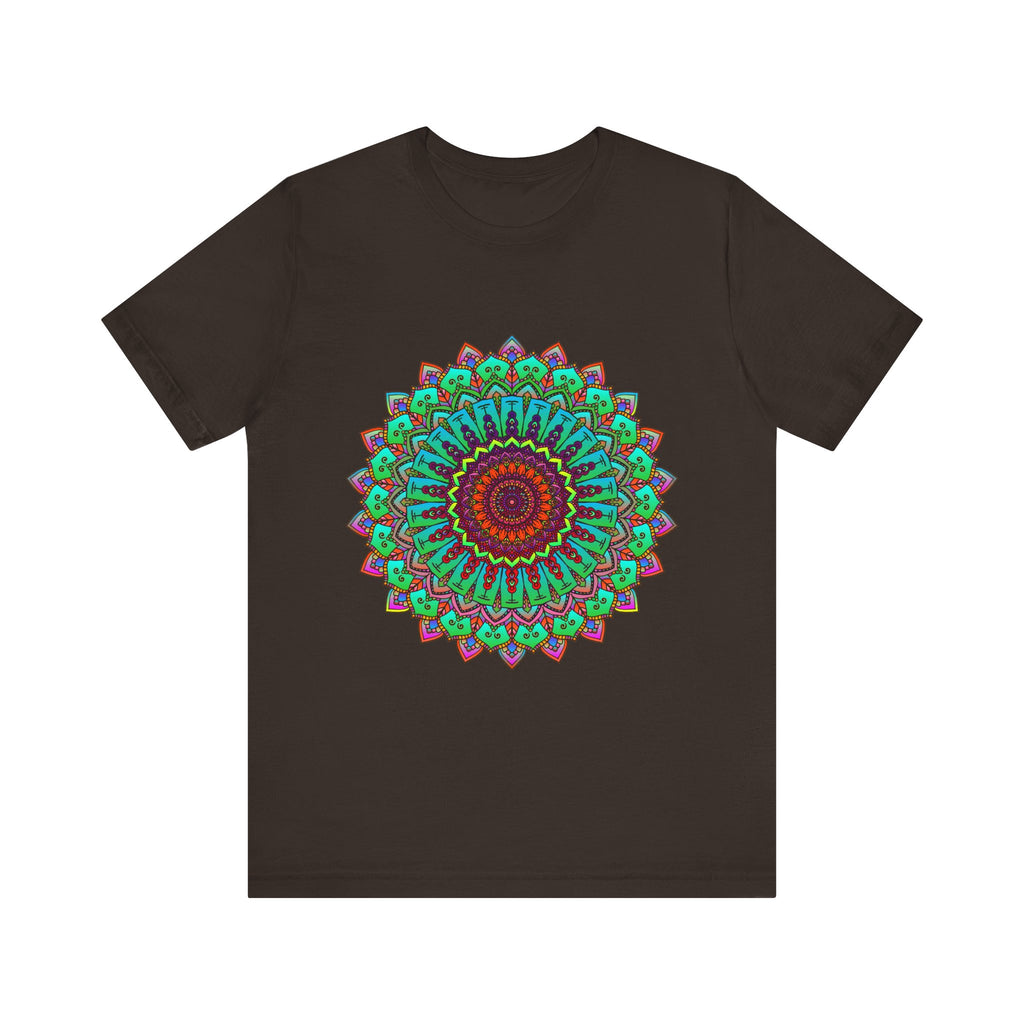 Vibrant Mandala Tee featuring colorful, intricate spiritual art design on a comfortable, stylish t-shirt