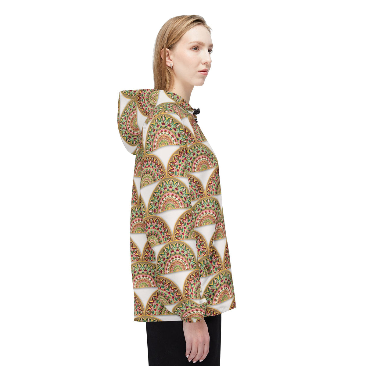 Art Deco Fan Pattern Windbreaker Jacket