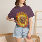 Sunburst Mandala T-Shirt — Vibrant Floral Boho Graphic Tee