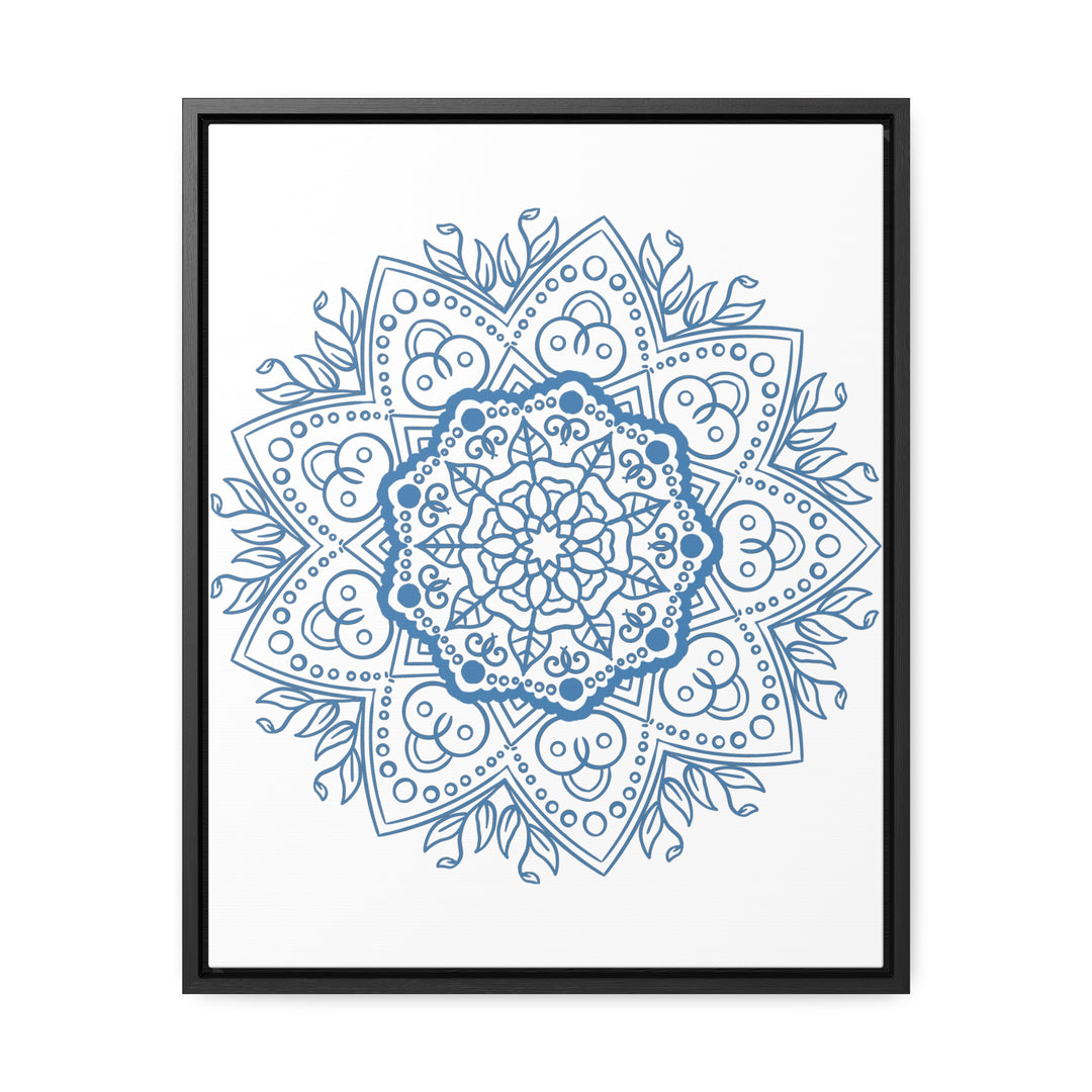 A beautiful steel blue mandala handmade art design for gallery canvas wraps