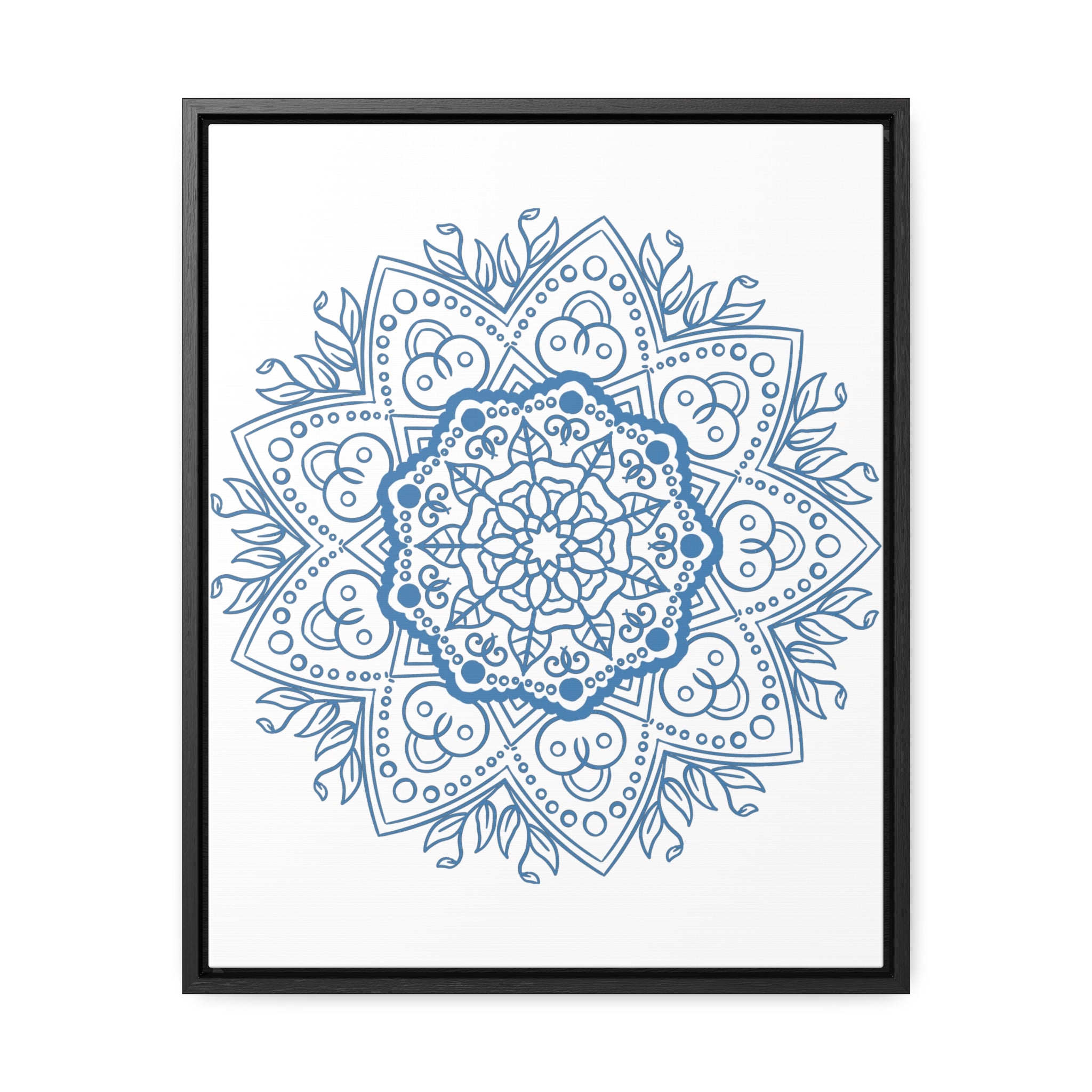 A beautiful steel blue mandala handmade art design for gallery canvas wraps