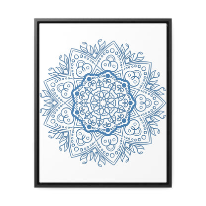 A beautiful steel blue mandala handmade art design for gallery canvas wraps