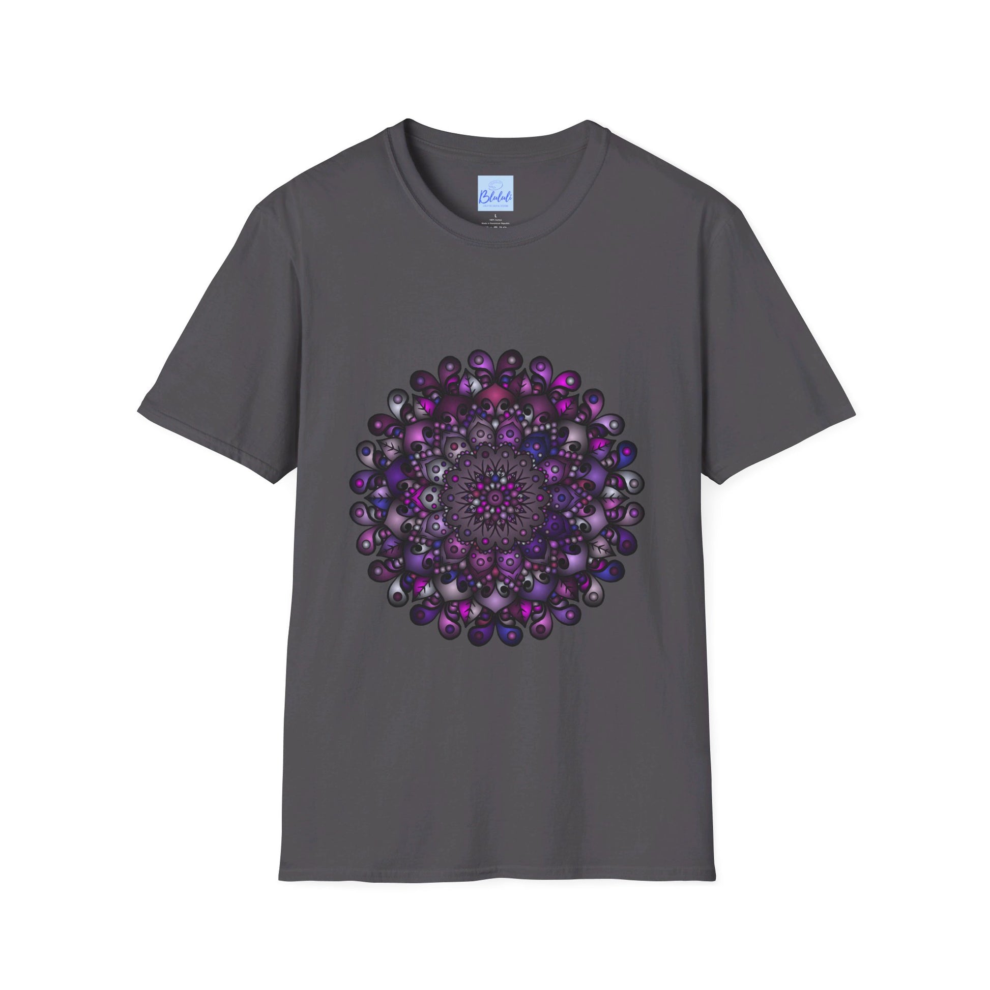 Elegant Handmade Mandala Art Softstyle T-Shirt with intricate design