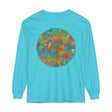 Colorful and intricate mandala design on a unisex long sleeve t-shirt