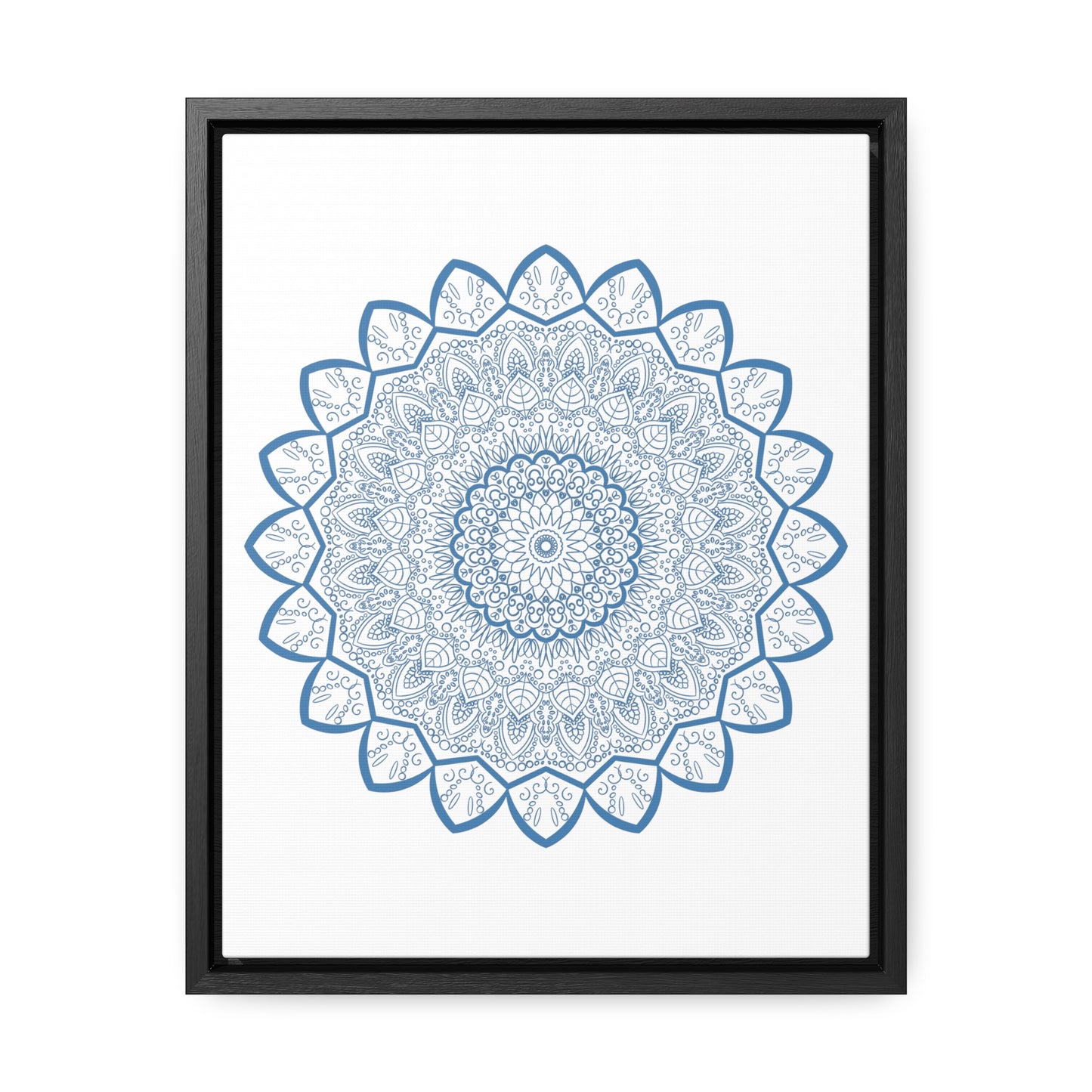 Beautiful Mandala Handmade Art with Steel Blue design on Gallery Canvas Wraps