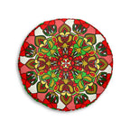 Handcrafted floor cushion with festive Christmas mandala artwork