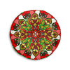 Handcrafted floor cushion with festive Christmas mandala artwork