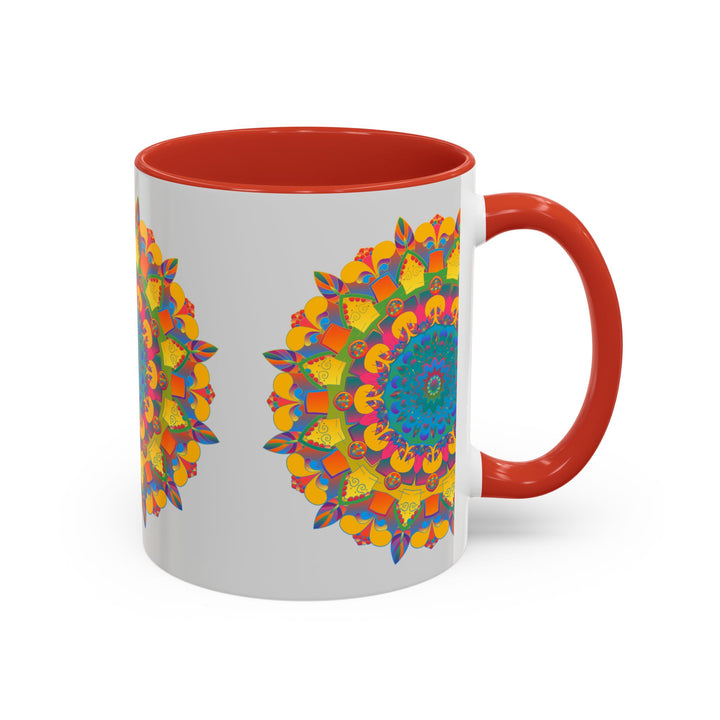 Colorful floral mandala art mug, perfect for enjoying your favorite hot beverages