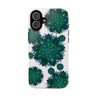 Beautiful light pink and green mandala phone case with peaceful and intricate design