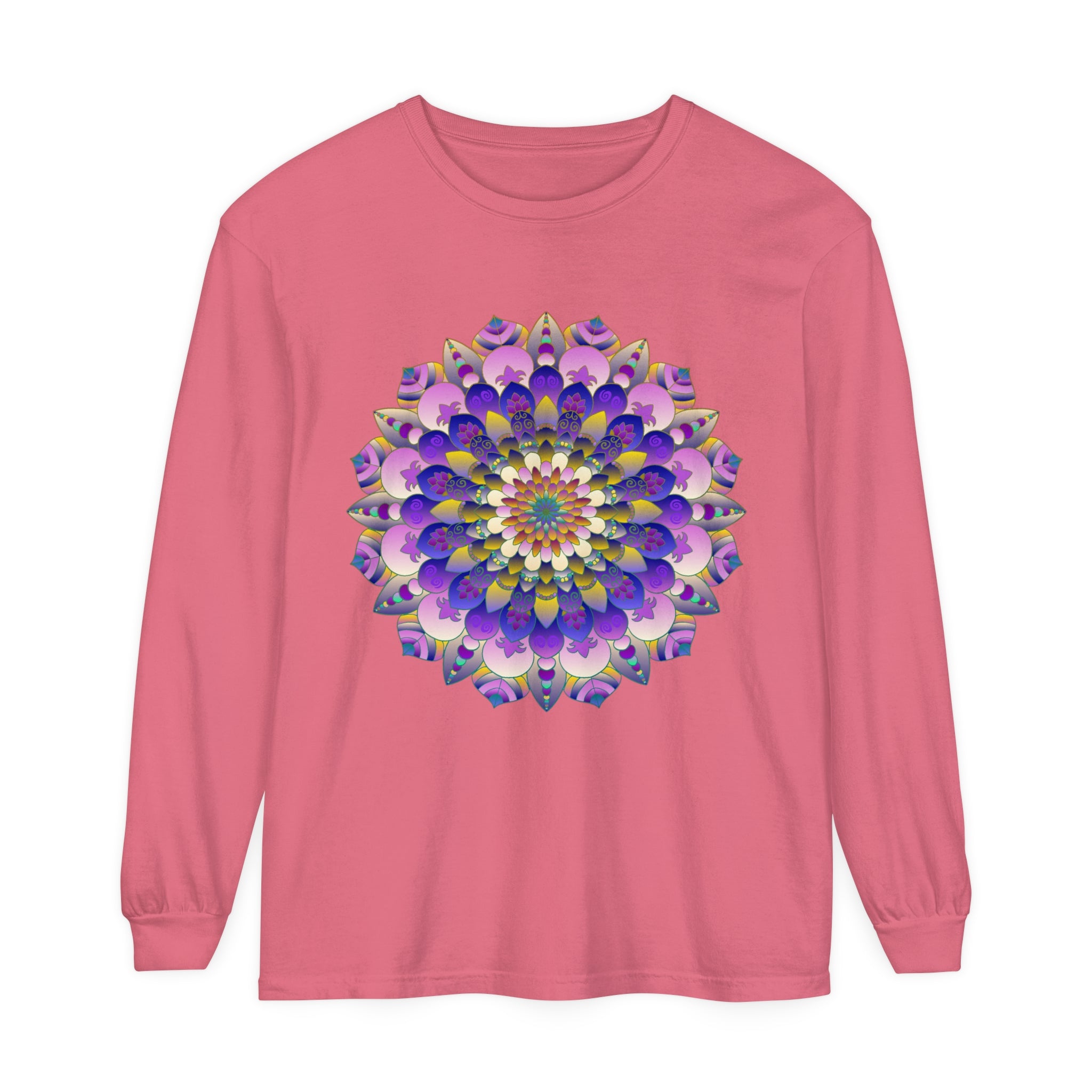 Colorful Mandala Long Sleeve T-Shirt - Psychedelic Art image 3