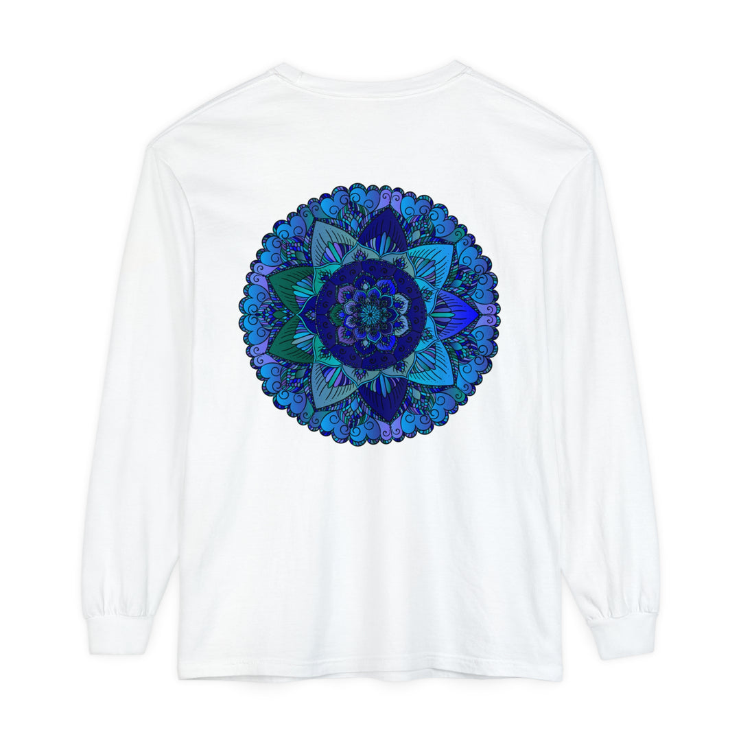 Beautiful dark blue and green mandala design long sleeve t-shirt