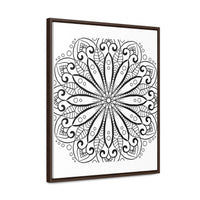 Mandala Handmade Art - Black & White Wall Art - Gallery Canvas Wraps, Vertical Frame - Beautiful intricate mandala design in monochrome colors